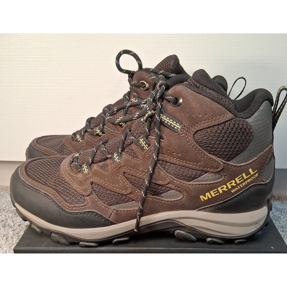 Merrell Mens West Rim Mid Waterproof Boots Espresso Size 8M - Picture 6 of 10